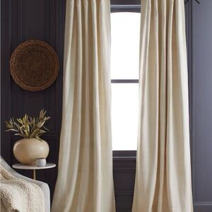 Quince Raw Silk Room Darkening Curtain 1 Panel - Cream 48x96 inches. New